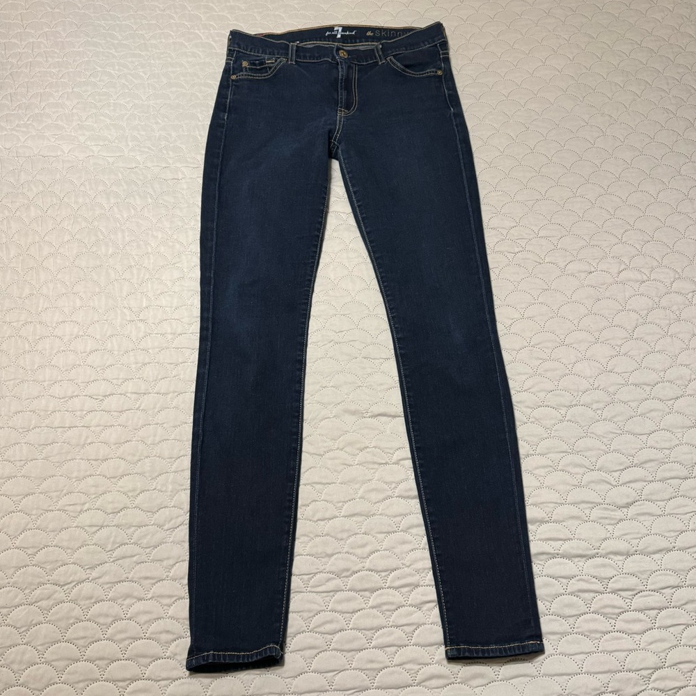 7 For All Mankind Women's Gwenevere Mid Rise Skinny Jeans, Rinsed Indigo Size 27